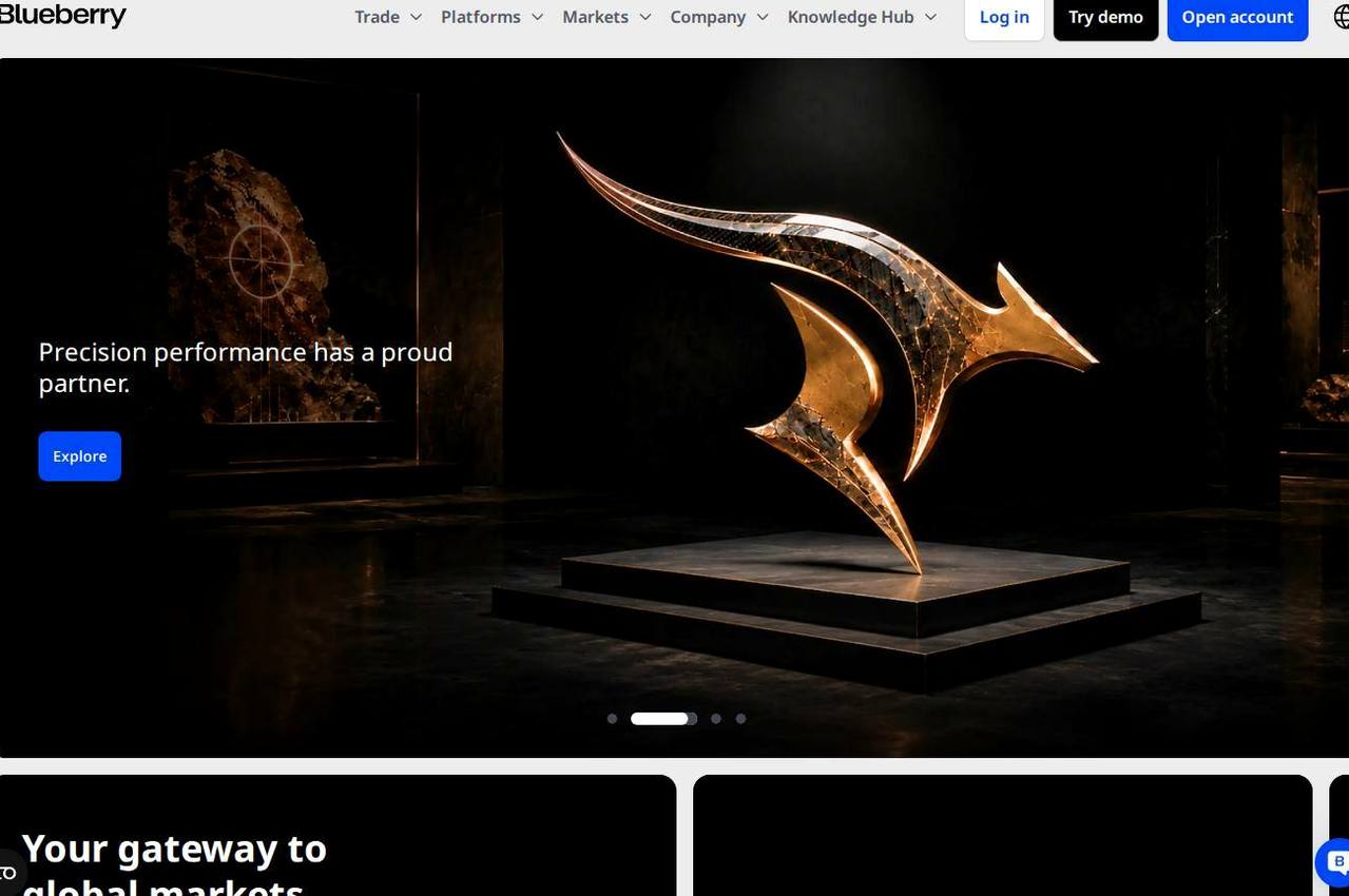 Screenshot of the Blueberry Markets website